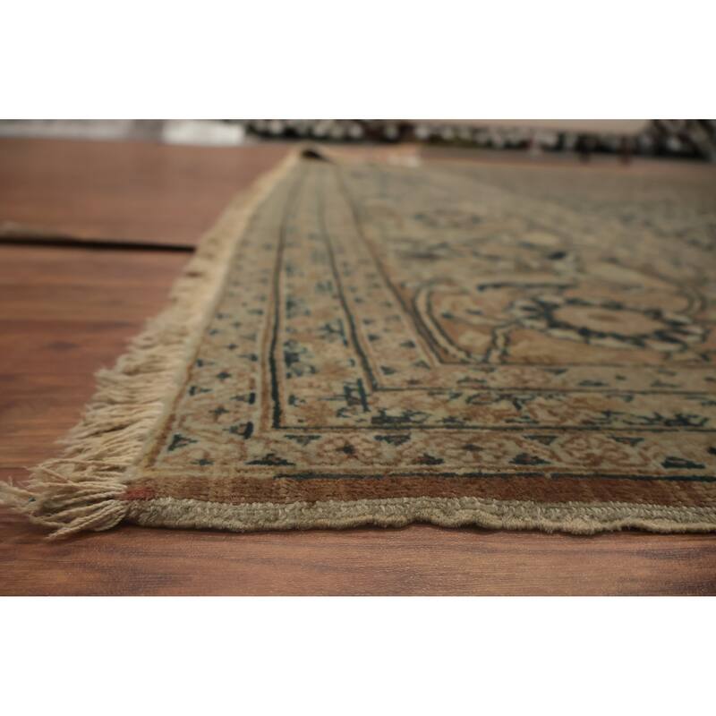 Hand Knotted Oriental 100% Wool Carpet Traditional Floral Navy Blue & Blues Tabriz (Haj Jalili) Area Rug - 12' 11'' X 9' 4''