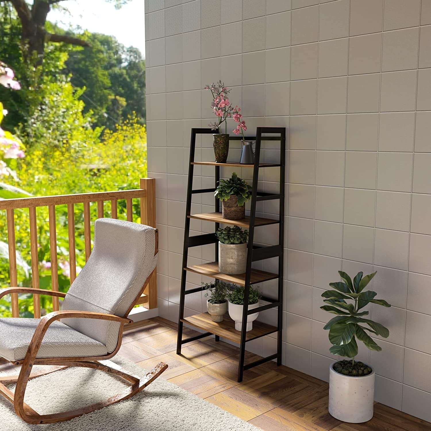 Tall bookshelf 2024 ladder