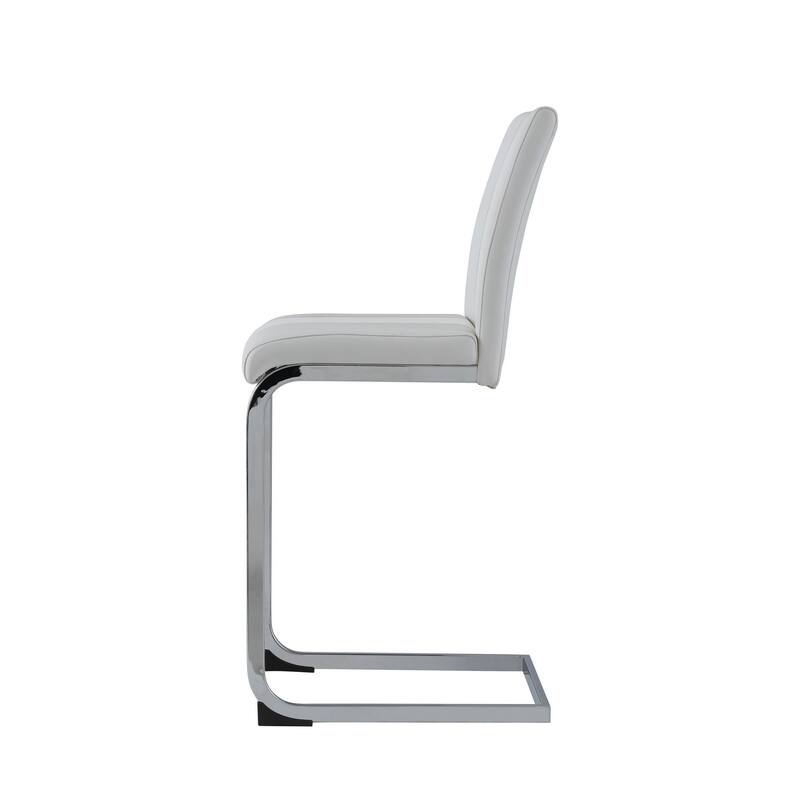 HomeRoots Set of Four 26" Gray And Silver Metal Low Back Counter Height Bar Chairs With Footrest