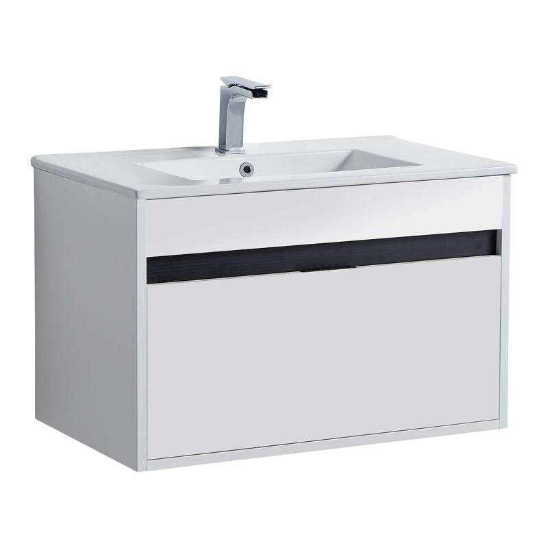 Fine Fixtures - Wall Mount Bathroom Vanity And Sink, Knob Free Design - Alpine Collection - - 30" - White Matte