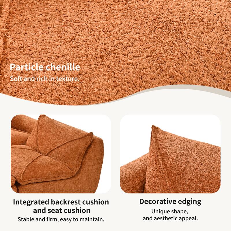 L-Shape Sectional Sofa with Ottoman, Chenille Sofa with Integrated Backrest & Seat Cushion, Fully Compressed Foam 4 Seat Sofa