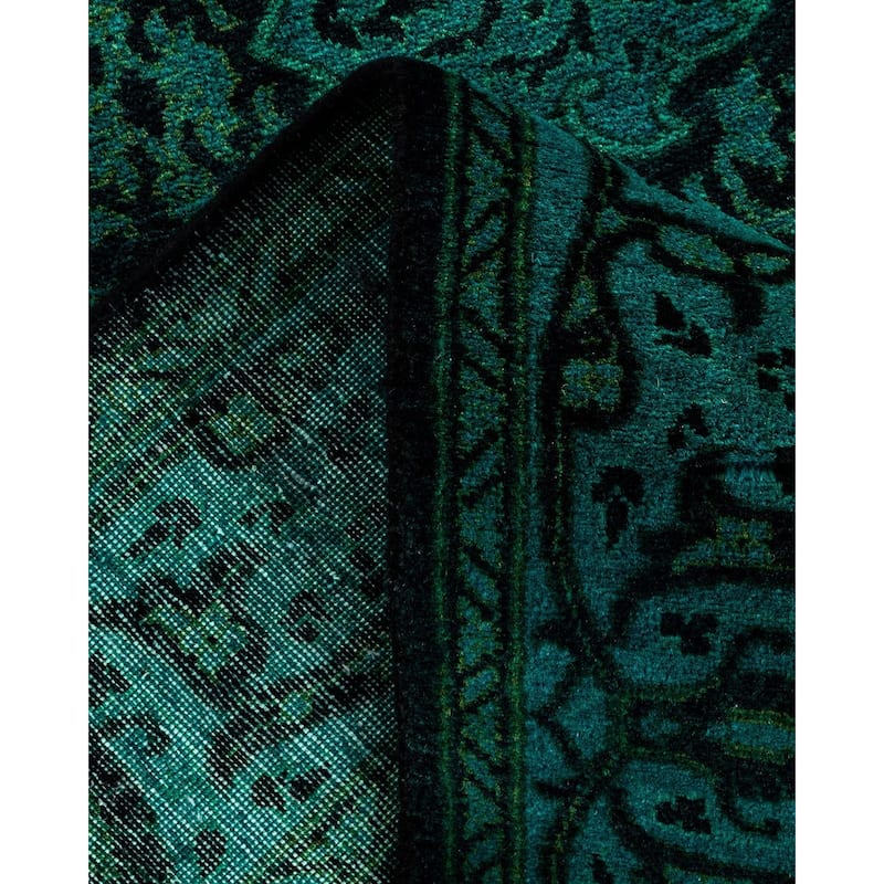 Overton Hand Knotted Wool Vintage Inspired Modern Contemporary Overdyed Blue Area Rug - 2' 9" x 10' 2"