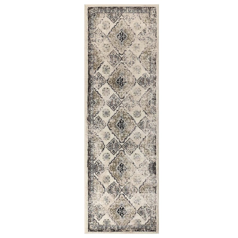 Superior Mayfair Distressed Damask Traditional Indoor Area Rug