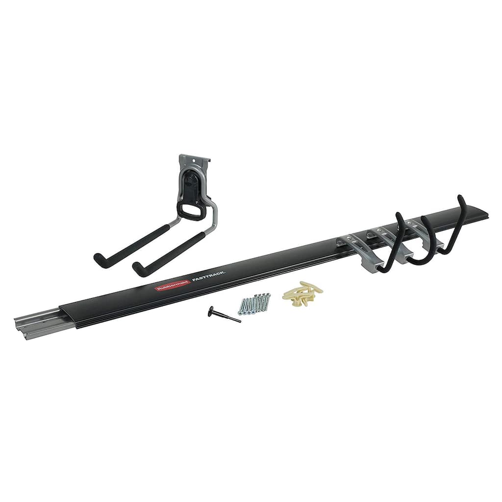 Rubbermaid FastTrack Garage Storage System 5 Piece All in One Rail and Hook Kit - 5.65