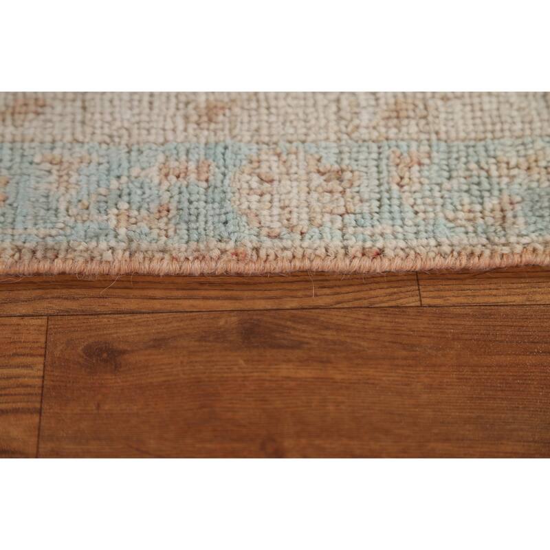 Hand Knotted Oriental 100% Wool Carpet Transitional Geometric Oranges & Rust Oushak Area Rug - 3' 10'' X 1' 11''