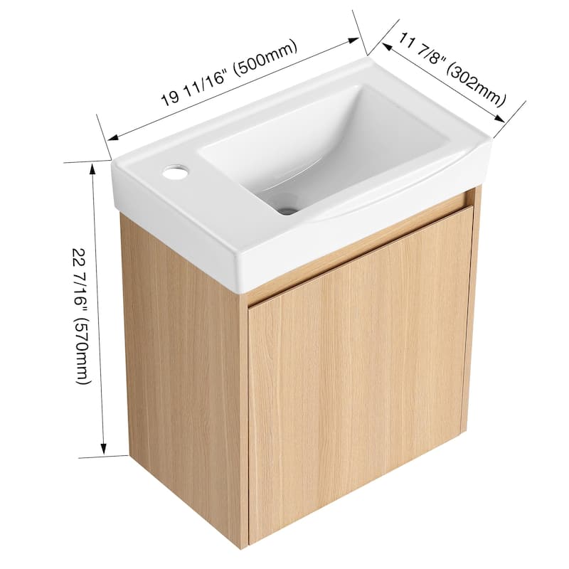 BNK 16"/20"/24"/30"/36" Single Sink Bathroom Vanity with Soft Close Door and Shelf