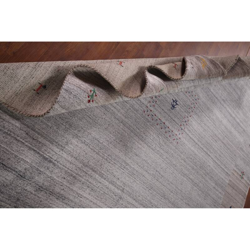 Striped Tribal Gabbeh Indian Area Rug Handmade Wool Carpet - 6'8"x 8'1"