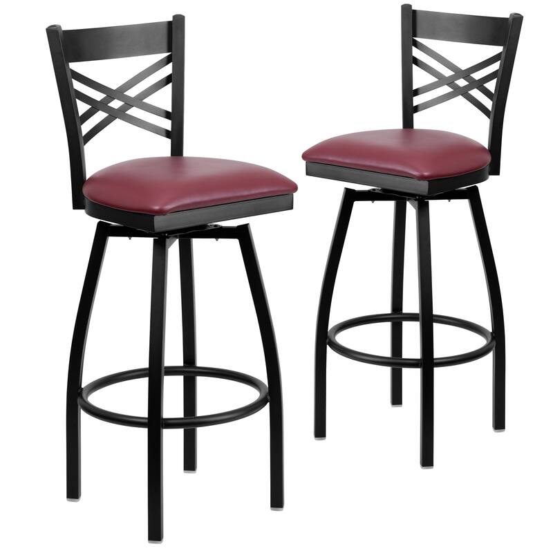 2 Pack ''X'' Back Swivel Metal Barstool - 16.5"W x 20.5"D x 44.5"H - 16.5"W x 20.5"D x 44.5"H