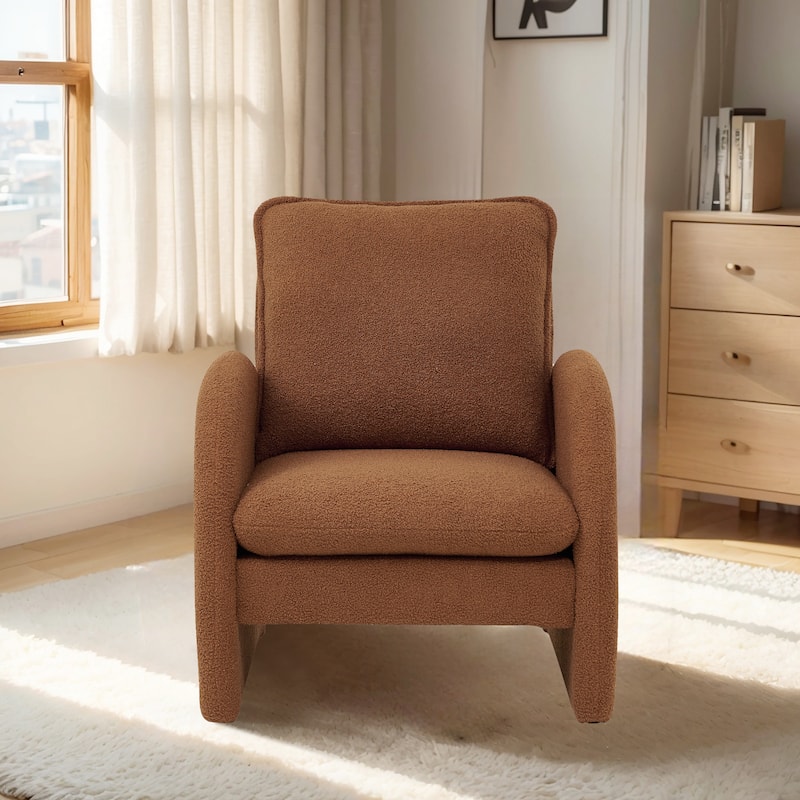 Modern Sherpa Upholstered Accent Chair, Comfortable Living Room Armchair