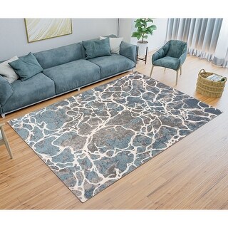 Amazon Contemporary Marble Blue Area Rug - 7' 6