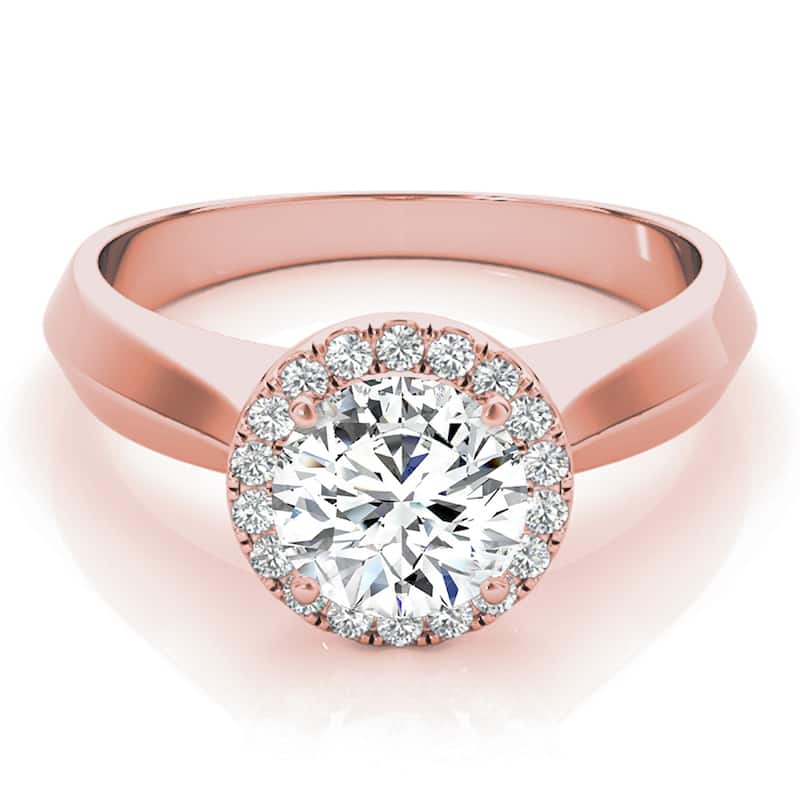 Auriya 14k Rose Gold Lab Grown Round Diamond Halo Engagement Ring 0.50 to 5.00 ct. tw. (F-G VS)