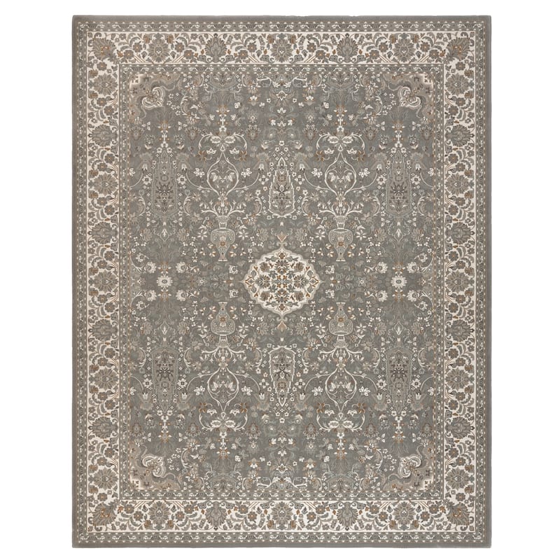 Gertmenian Majestic Vernon Traditional Oriental Floral Wide Border Area Rug - 8' 8" x 13' - Grey - Rectangle