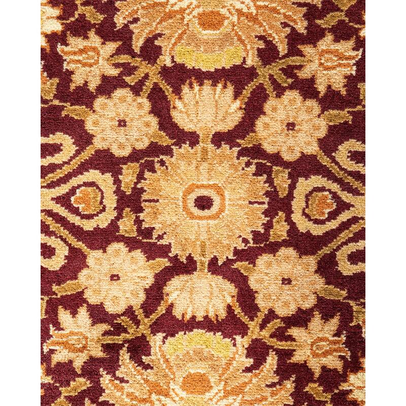 Overton Hand Knotted Wool Vintage Inspired Traditional Mogul Red Runner Rug