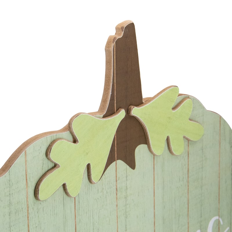 20" Green Brown Blessings Pumpkin Wooden Thanksgiving Wall Sign