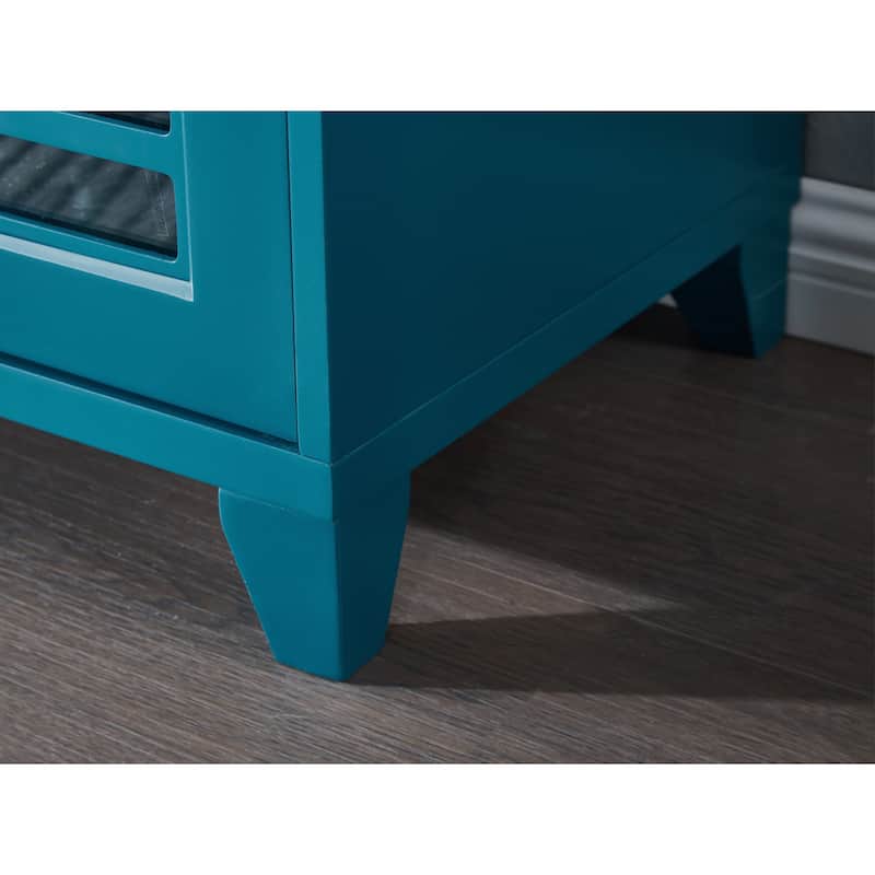 Sideboard Buffet with 2 Glass Doors, Adjustable Shelves, Solid Wood Legs, and Sturdy MDF Construction for Dining Living Room