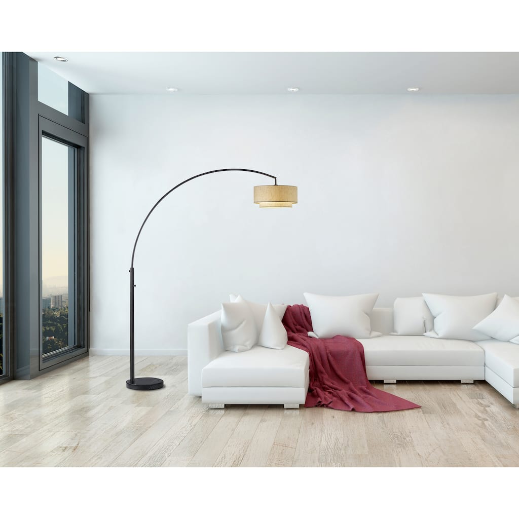 83" Double Shade LED Arched Floor Lamp With Marble Base - 83