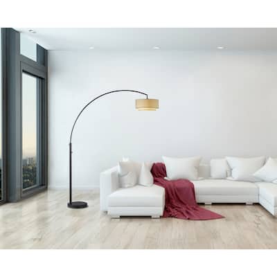 Artiva 83" Double Shade LED Arched Floor Lamp with Marble Base - Dark Bronze