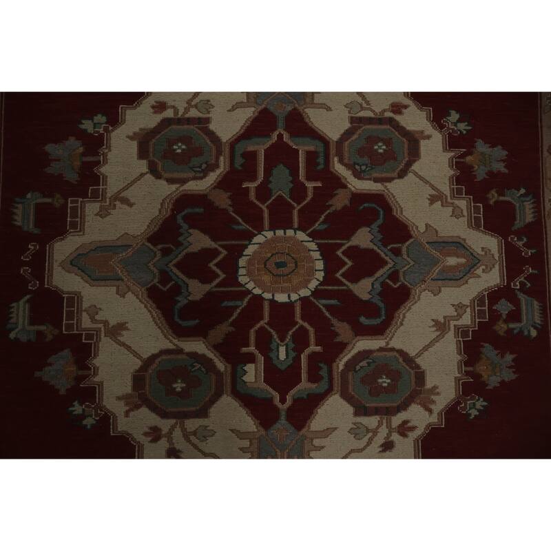 Hand Knotted Oriental 100% Wool Carpet Traditional Medallion Oranges & Rust Sumak Area Rug - 8' 9'' X 5' 11''