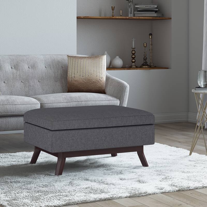 Wyndenhall Ethan Mid-century Modern Rectangular Table Ottoman - 34"w x 26"d x 18.5"h - Slate Grey