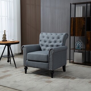 Modern Accent Chair with Wood Legs and Tufted Back - Bed Bath & Beyond ...