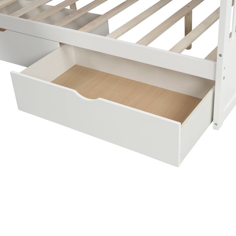Twin over Full Bunk Bed with Drawers,Storage and Slide