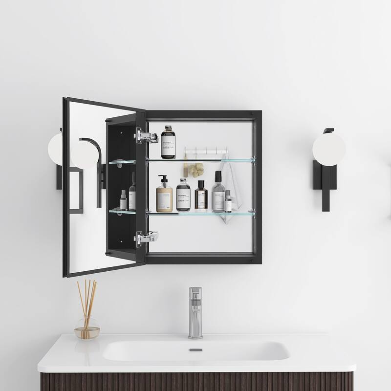 Rectangular Aluminum Medicine Cabinet with Mirror