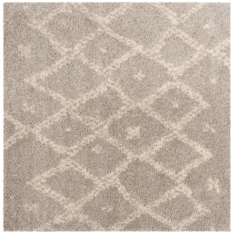 SAFAVIEH Arizona Shag Vitaline 1.2-inch Thick Rug - 6'7" Square - Grey/Ivory