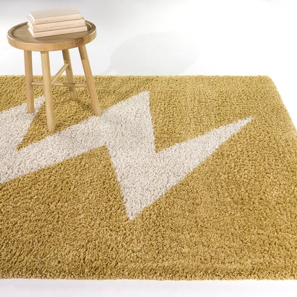 slide 2 of 5, Faraday Kids Lightning Area Rug 4'4" x 6' - Yellow - Rectangle