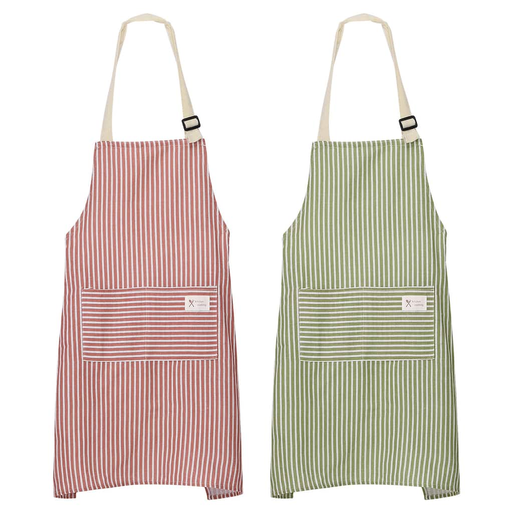 2Pack Kitchen Cooking Aprons Adjustable Chef Apron 2 Pockets - 75x68cm