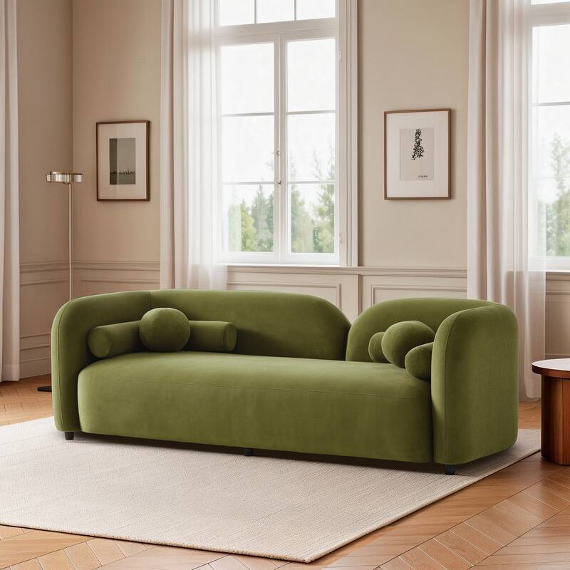 Milet Stylish Velvet Sofa with Solid Wood Frame and Accent Pillows