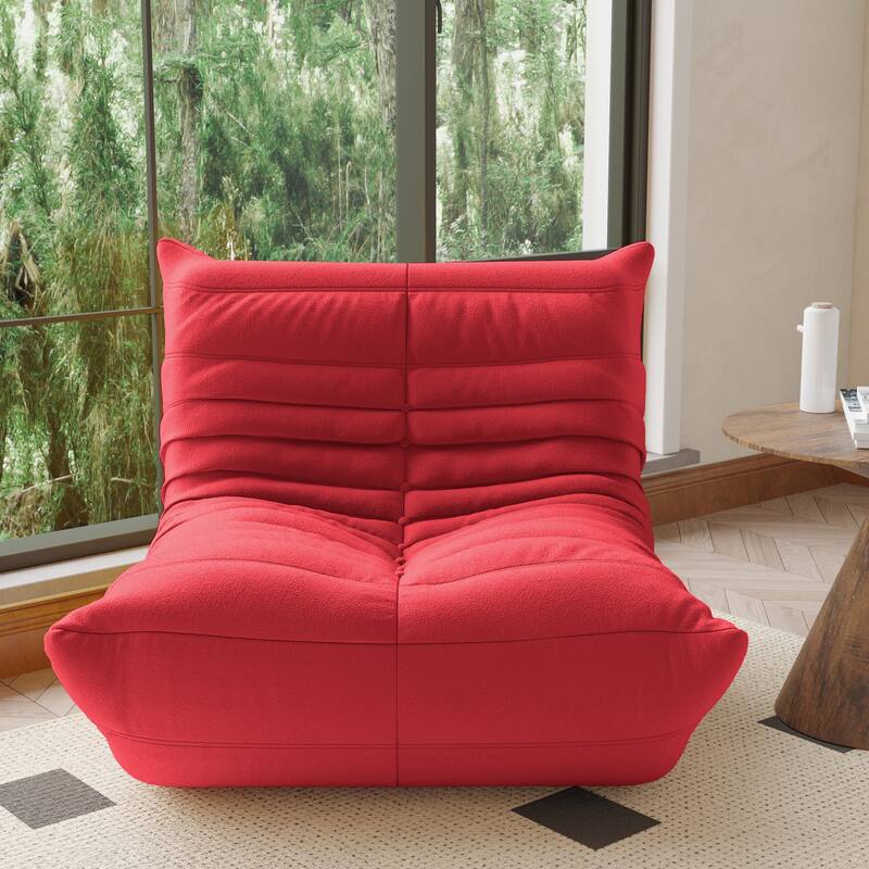 Fireside Chair Single Sofa Teddy Fabric Bean Bag Chair