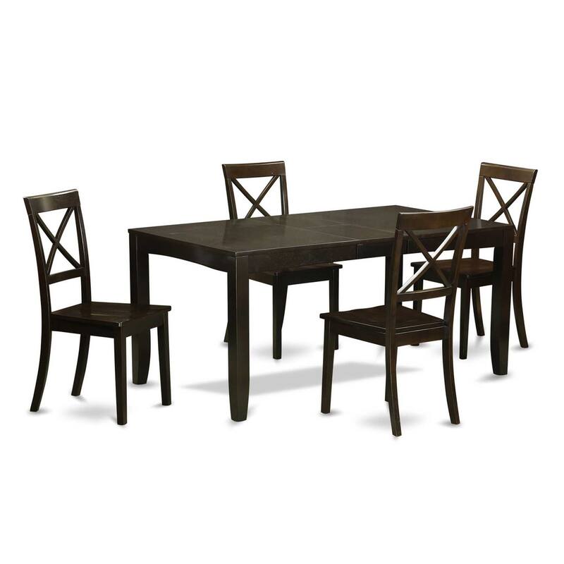 HomeStock 5-Pc Cappuccino Solid Wood Top - Dining Room Set - Seats 4