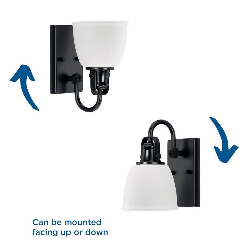 Preston Collection One-Light Coastal Matte Black Bath and Vanity Light - 5.75 in x 7.5 in x 9 in
