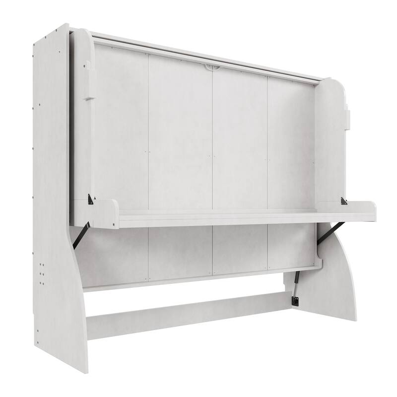 Full Size Antique White Murphy Bed with a Desk