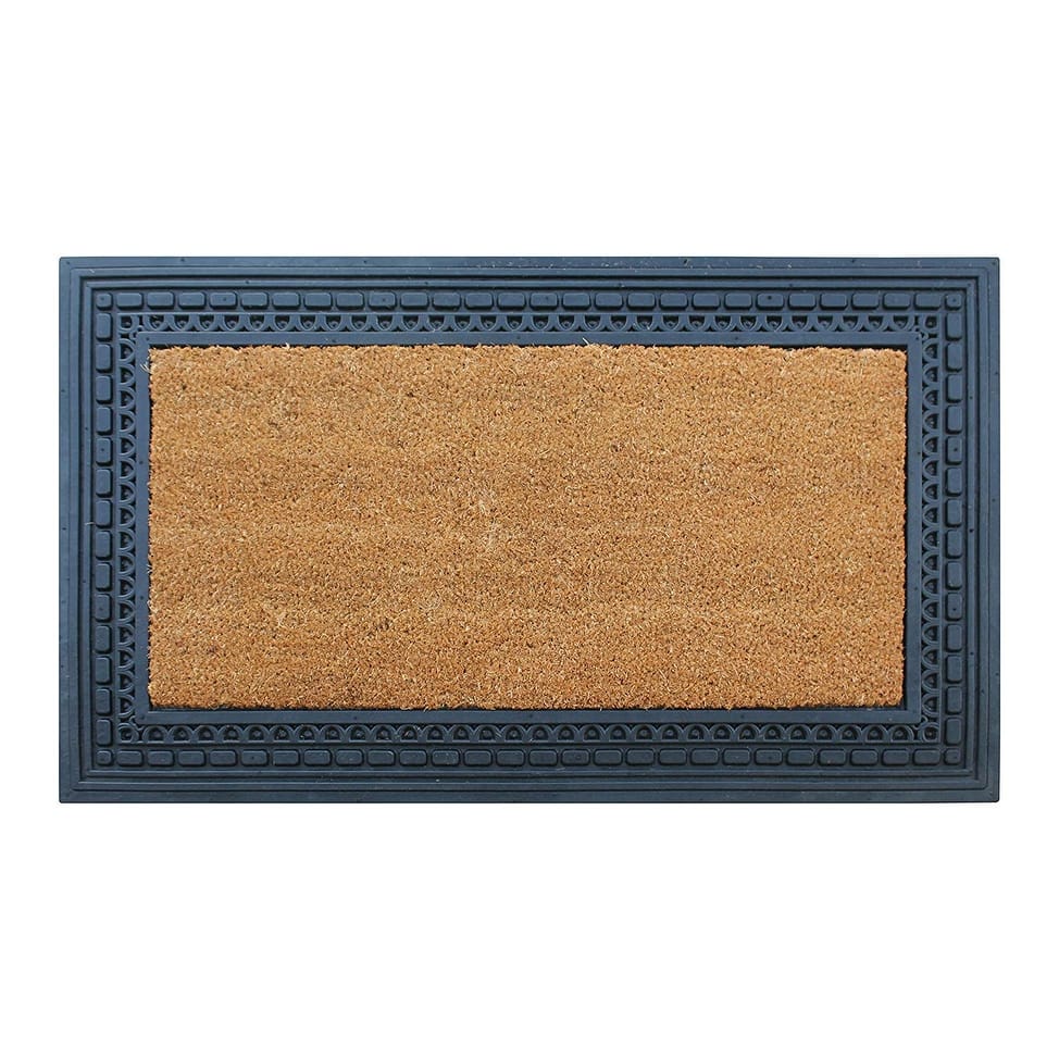 A1HC 39"×24" Natural Coir & Rubber Doormat - Decorative Welcome Design, Heavy Duty, Non-Slip, Low Profile Outdoor Front Door Mat