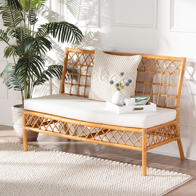Capella Modern Bohemian Honey Rattan Dining Bench