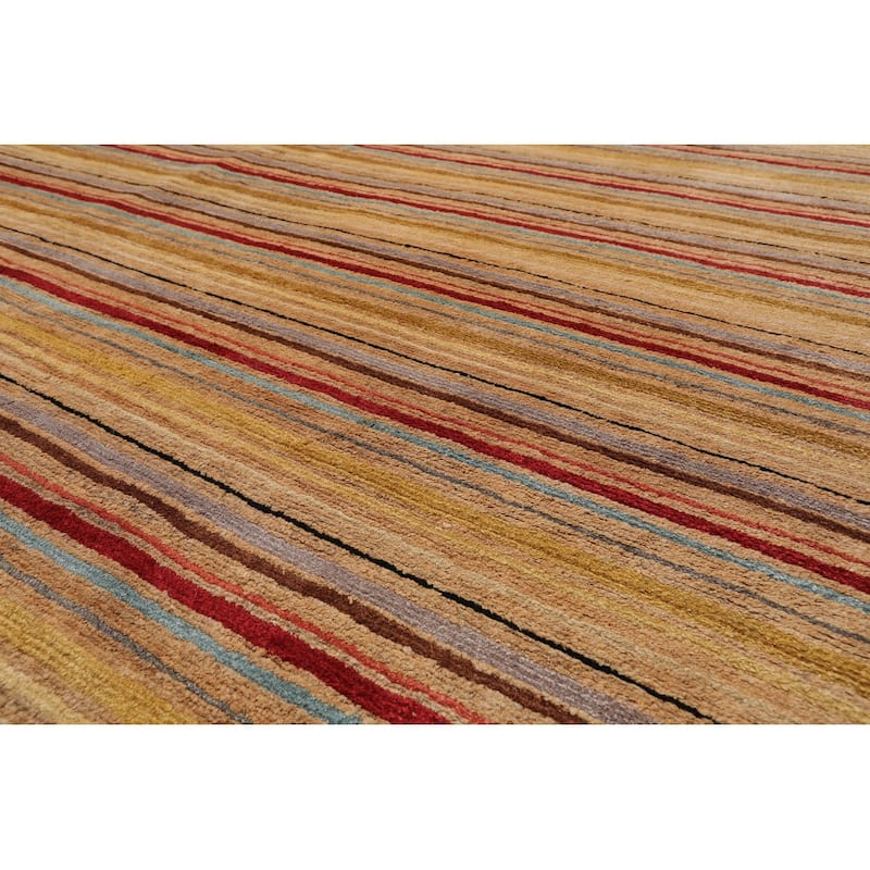 Gold Tibetan Silk & Hemp 9x12 Contemporary Hand Knotted Area Rug - 8' 10'' x 12'