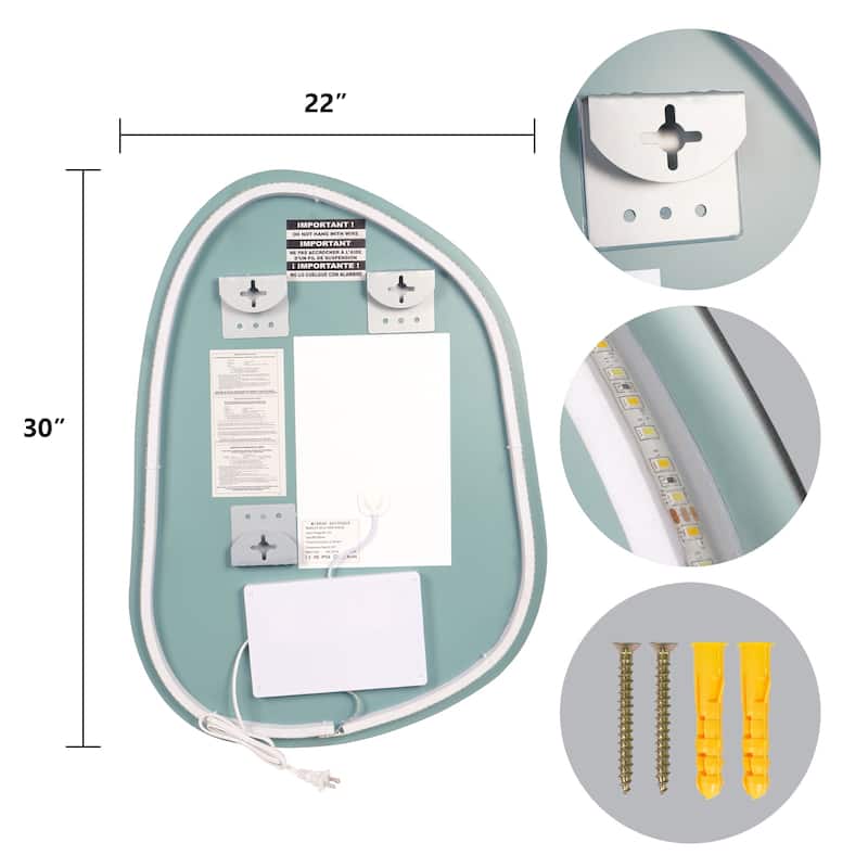 Wallbeyond 3-Tone Modern Style Frameless Rectangular LED Wall Mirror