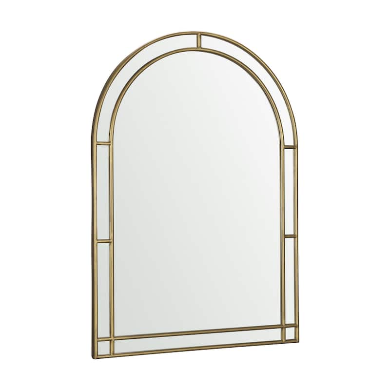 HomeRoots 48" Gold Metal Double Arch Framed Accent Mirror - 34.25 in. x 48.25 in. x 1.50 in.
