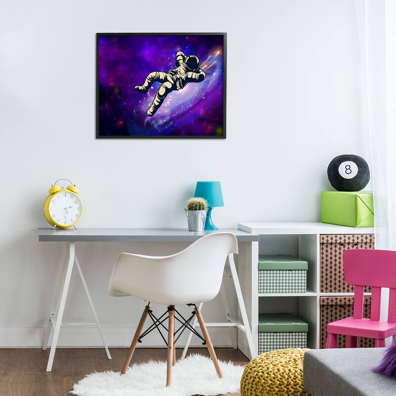 Stupell Relaxing Astronaut in Space Framed Giclee Art Design By Jesse Keith