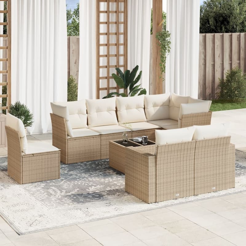 vidaXL Garden Sofa Set Beige, Cream White - 21.7 x 21.7 x 14.6
