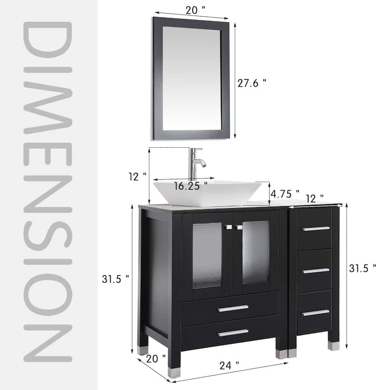 36" Bathroom Vanity with Sink Set Side Cabinet
