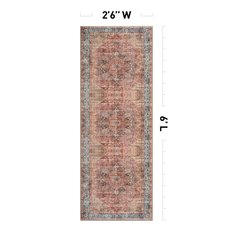 Beige Classic Washable Rug - Flat Pile, Non-Slip, Versatile for Any Room