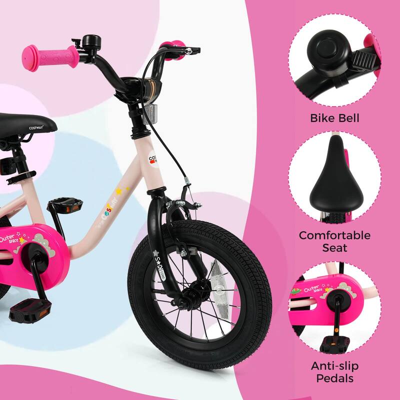 Costway 12-Inch Kids Bicycle with Adjustable Seat Front Handbrake & - See Details
