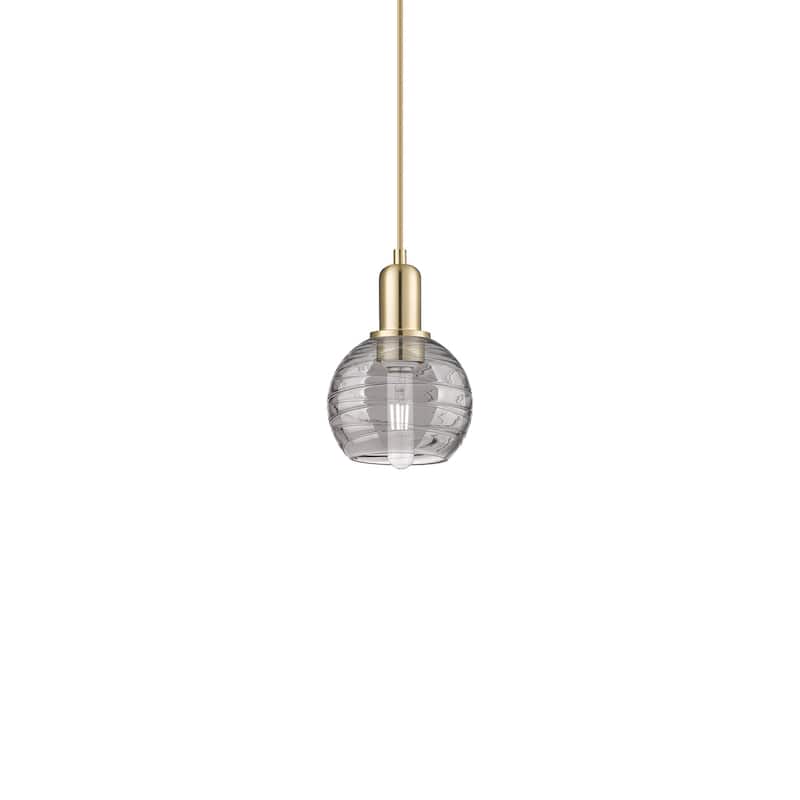 Innovations Lighting 716-1P-8-6 Athens Deco Swirl Pendant Athens Deco - Champagne Bronze / Light Smoke Deco Swirl
