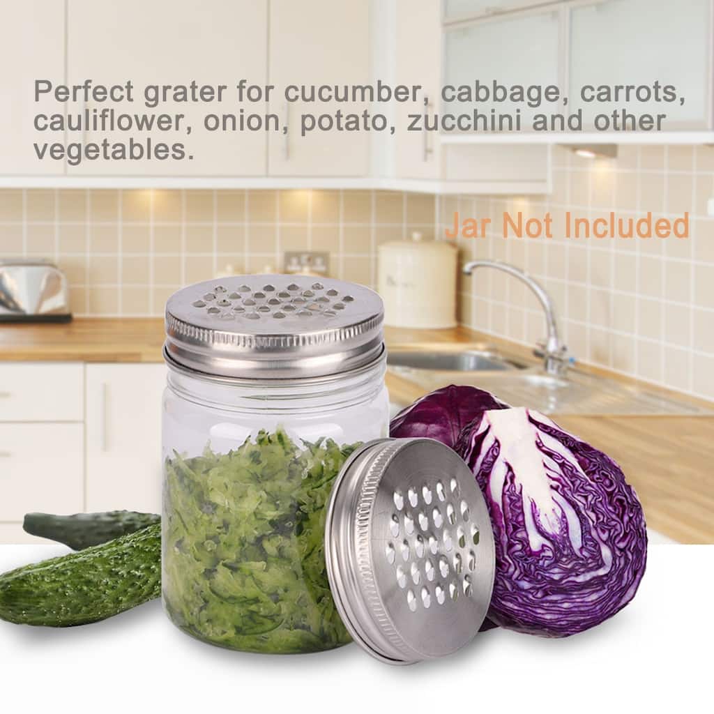 6pcs Stainless Steel Regular Mouth Mason Jars Grater Lid Tops for Canning Jars - Silver Tone