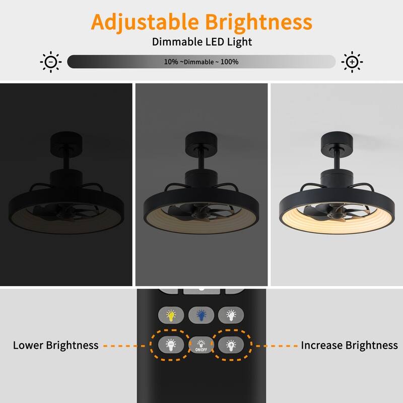 KAWOTI 18.97" Modern Black Integrated LED Fandelier