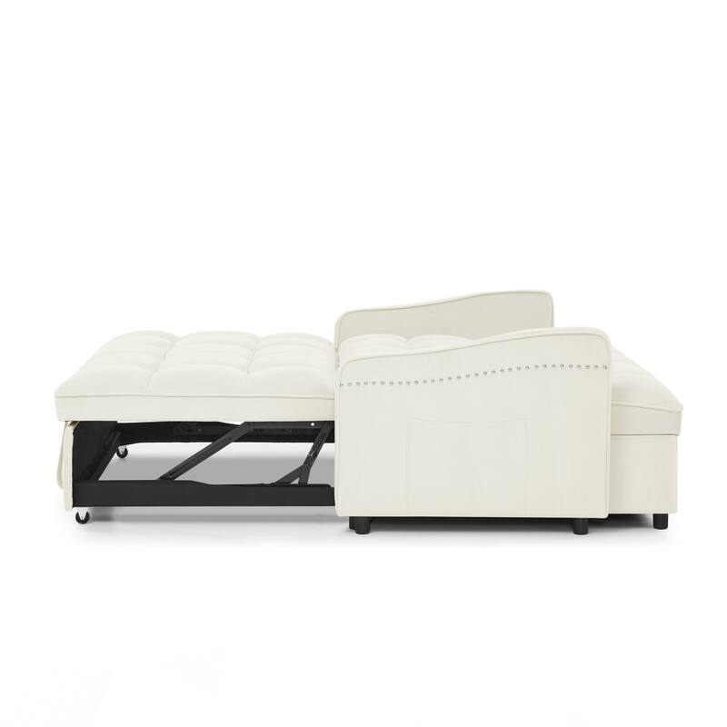 Loveseats Sofa Bed with Pull-out Bed,Adjsutable Back and Two Arm Pocket
