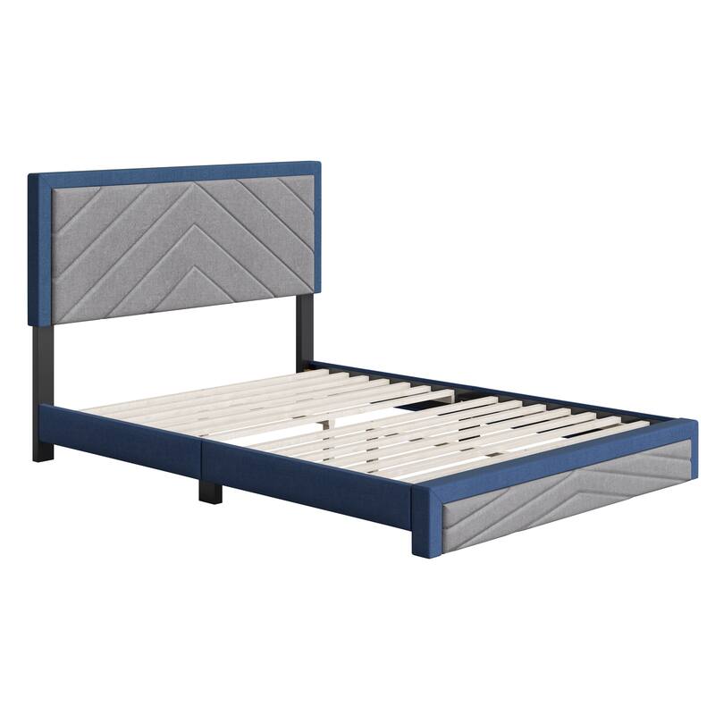 Boyd Sleep Barcelona Diagonal Linen Upholstered Platform Bed Frame