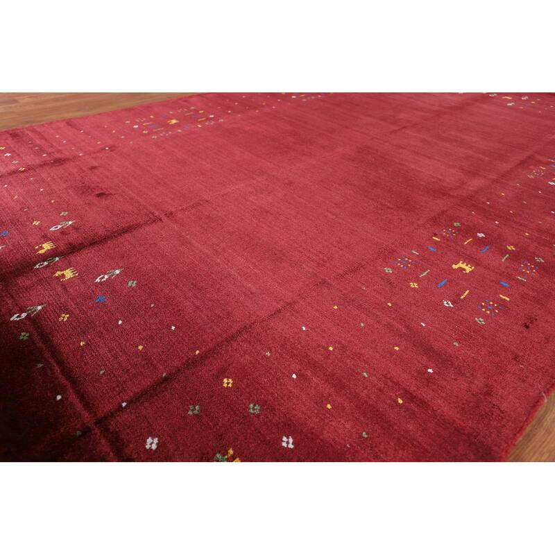 Tribal Gabbeh Oriental Area Rug Handmade Tribal Red Silk Carpet - 5'4" x 8'0"